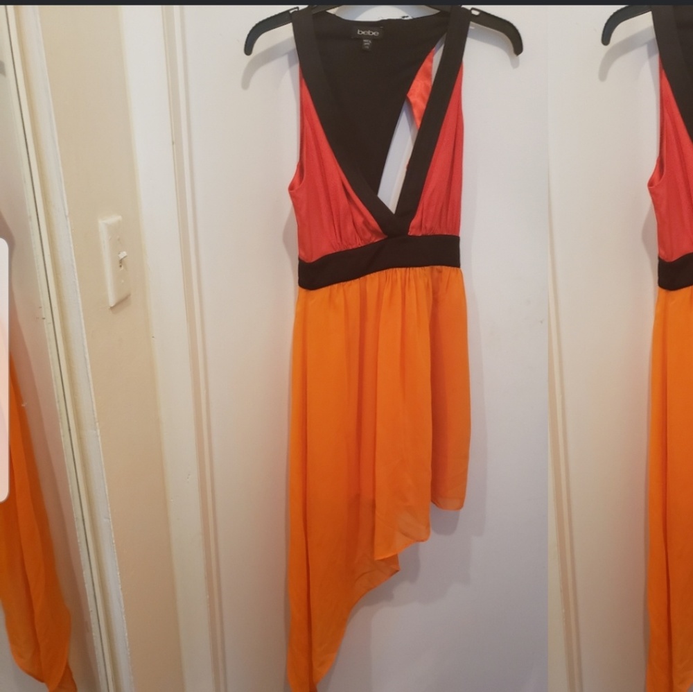 Bebe Asymmetrical Color Block Dress